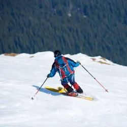 professional-skier-riding-skis-white-snow-spruce-trees-background-winter-holidays-concept